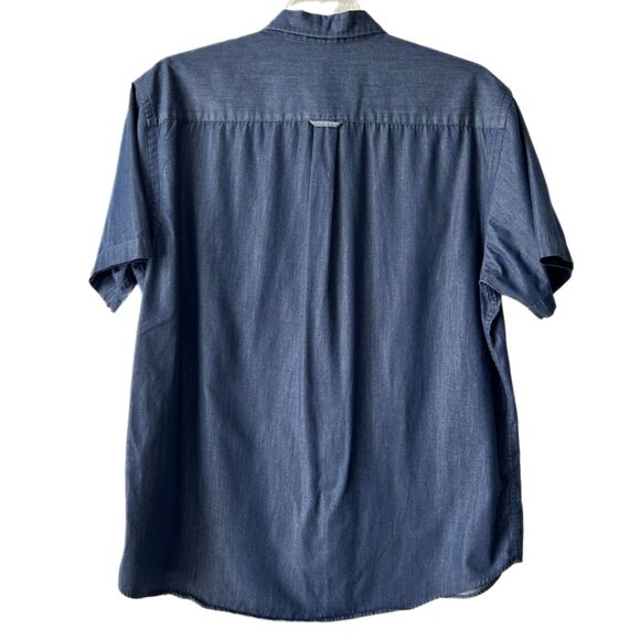 Van Heusen Button Down Denim Blue Cotton Short Sleeve Collared Shirt Men’s XL - Picture 5 of 8